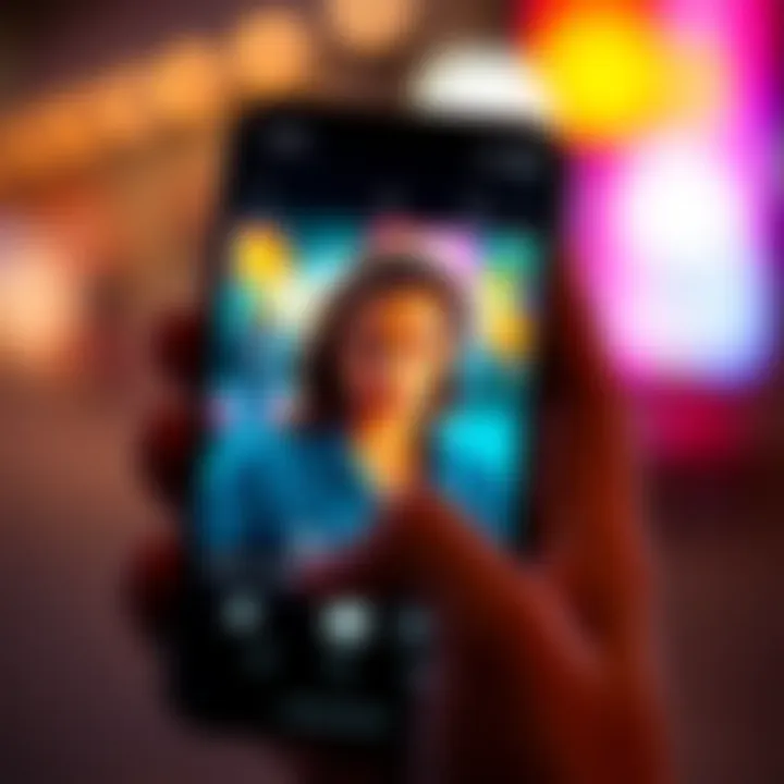 A close-up of a person holding a smartphone, showing a profile picture on the screen, reflecting on social media choices.