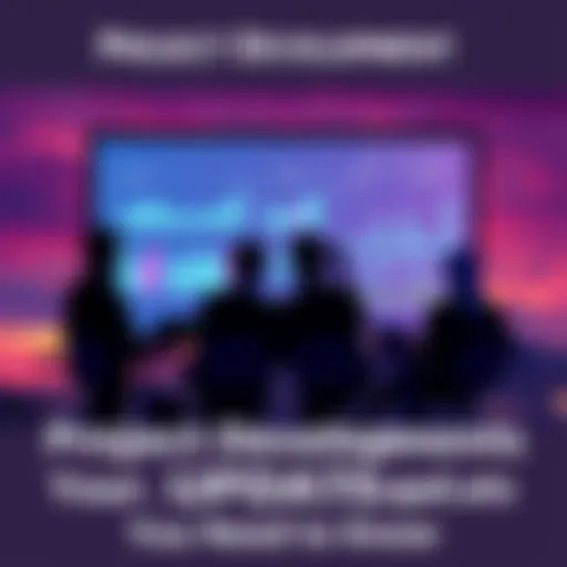 Illustration showing a team discussing project updates with charts and graphs on a screen
