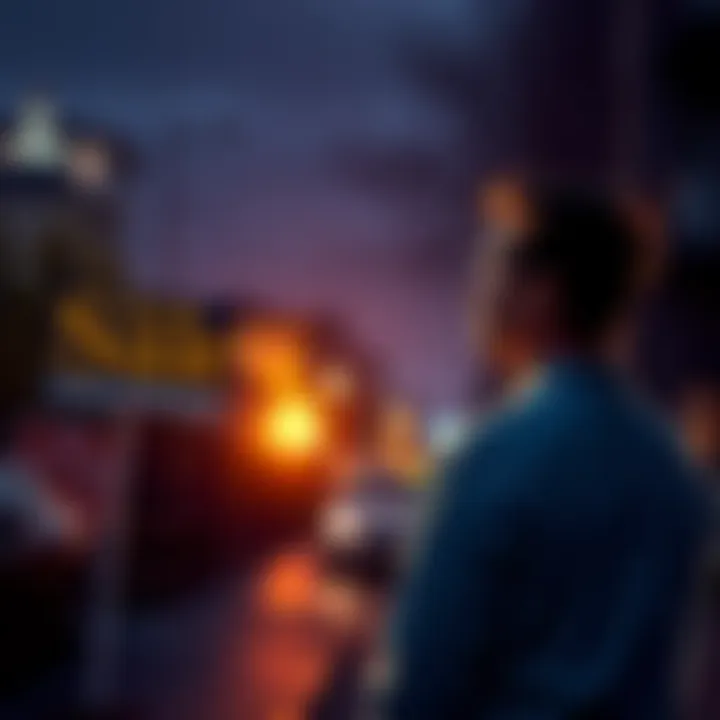 Individual standing near a flat for sale sign, contemplating investment in Bitcoin during a bear market