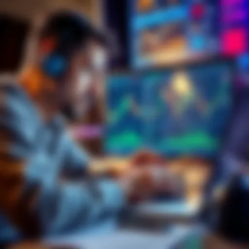 A worried investor analyzing cryptocurrency charts and market trends on a laptop screen, highlighting the risks of bottom fishing in crypto.