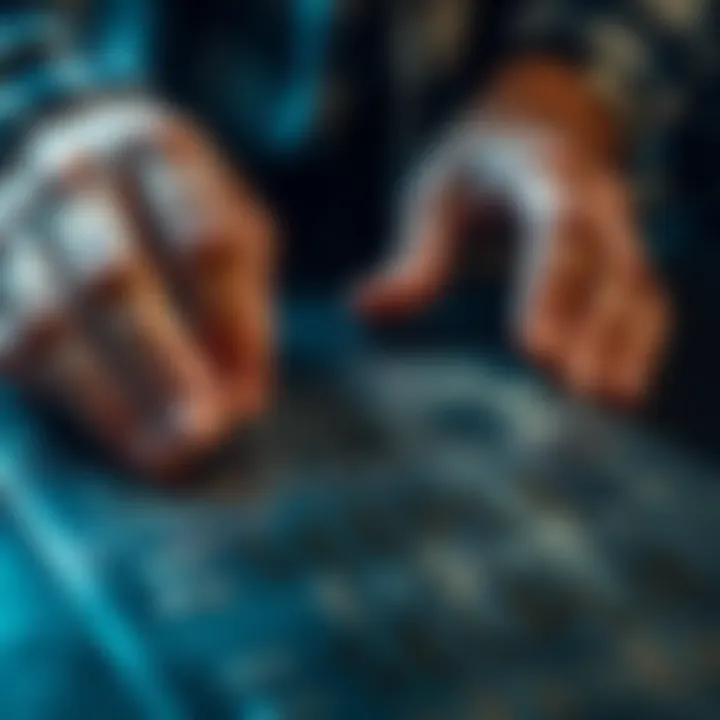 A person stamping seed phrases onto a durable metal plate, showcasing the SEEDPLATE for protection against fire and water damage.