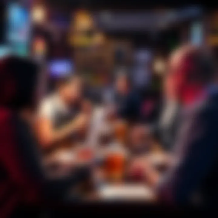 People discussing payment issues at a pub table with drinks and receipts in view