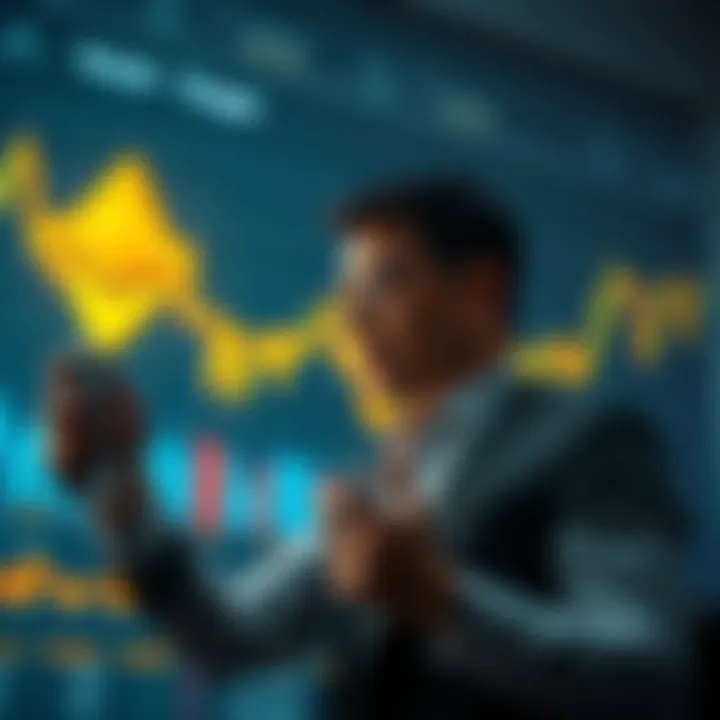 A business man analyzing cryptocurrency charts with Ethereum logo in the background, symbolizing the adoption of ETH by public firms.