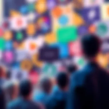 A collage of altcoin logos with speech bubbles showing different opinions from people about the market cap rankings.