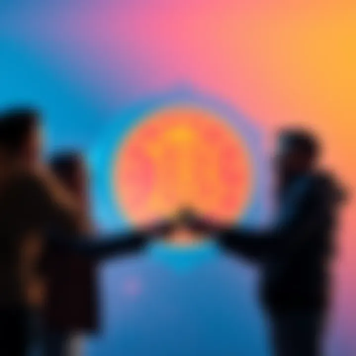 Two people exchanging pumpfun tokens with a physical coin design in the background