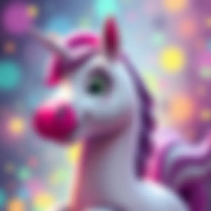 A cheerful unicorn character adds joy to Punch's presence with a colorful background.