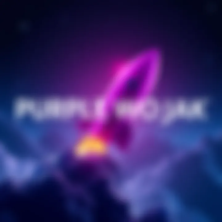 Purple Wojak logo launching with a rocket, symbolizing growth and new opportunities after Solcex listing