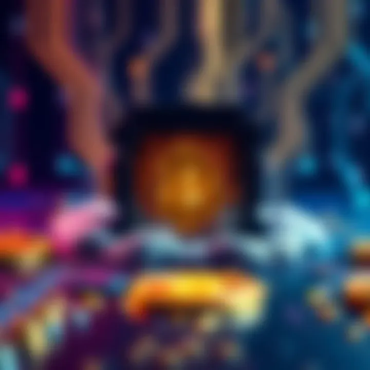 Illustration showing a quantum computer looming over the Bitcoin logo, symbolizing the potential risk to cryptocurrency security.