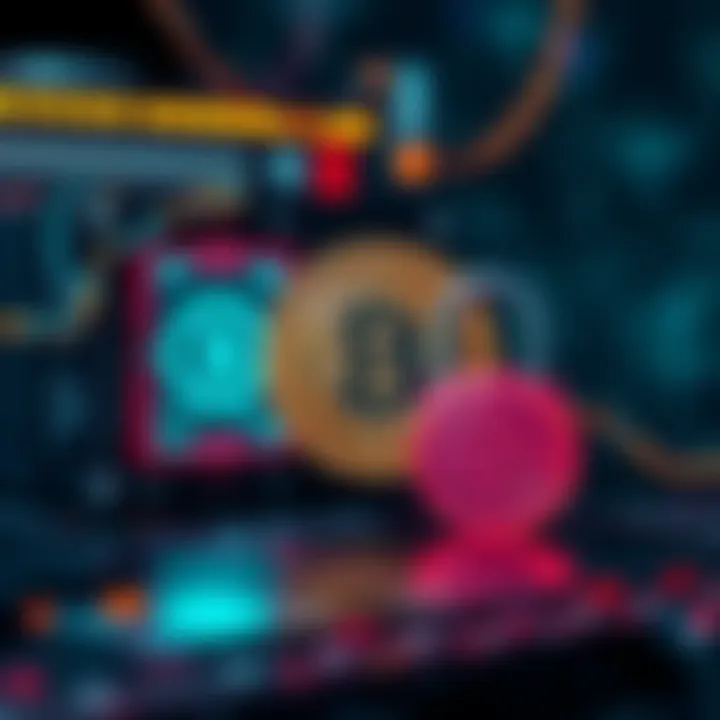 Quantum Computer and Cryptocurrency A quantum computer next to a Bitcoin symbol, highlighting the potential risks to digital currencies, with a digital lock representing security.