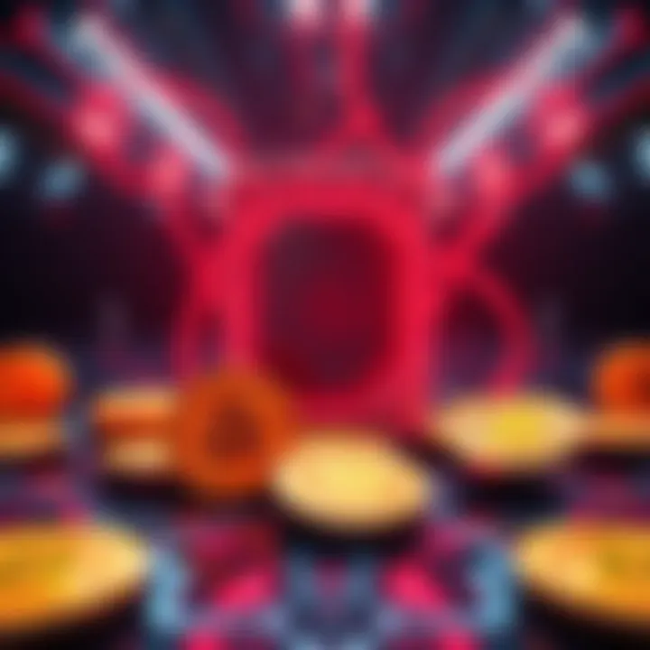 A visual representation of a quantum computer looming over Bitcoin symbols, indicating potential threats to cryptocurrency security.