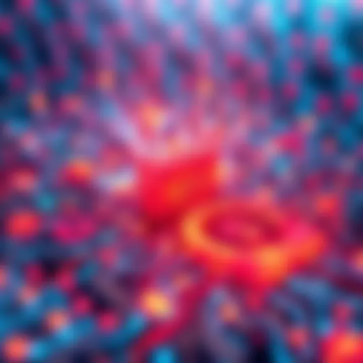 A visual representation of quantum computing with cryptography symbols, showing the intersection of technology and security