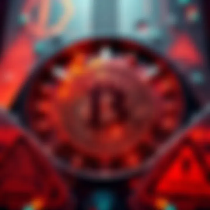A graphic showing a Bitcoin Cash logo surrounded by ominous quantum computing symbols and warning signs.