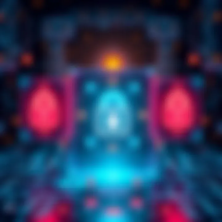 Quantum-Resistant Ledger Concept A digital representation of quantum-resistant distributed ledger technology with secure data blocks and glowing locks, symbolizing privacy and security in the digital age.