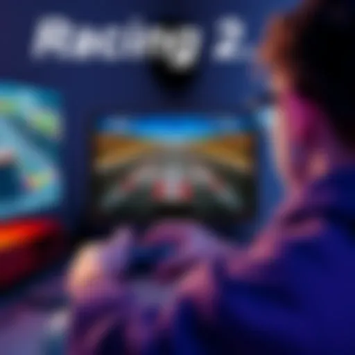 A player looking frustrated while playing Racing 2.0 on a gaming console, showing a screen with unclear lane switching and barriers