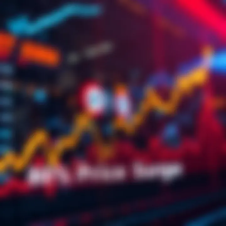 Graph showing a steep rise in prices indicating market activity
