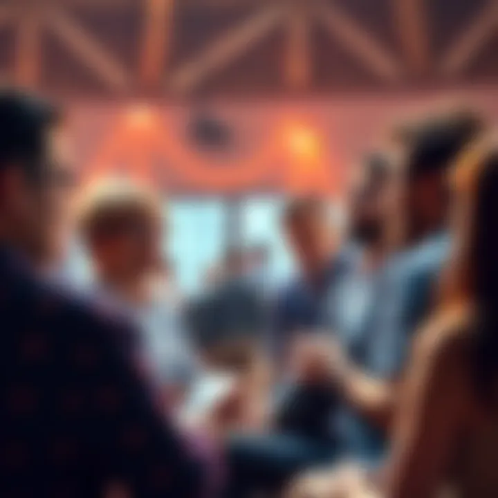 Readers discussing The Bitcoin Standard A diverse group of people engaged in a lively discussion about The Bitcoin Standard, sharing their thoughts on cryptocurrency and finance.