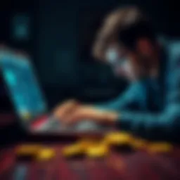 Recovering a Lost Bitcoin Wallet A person working on an old laptop to recover a lost Bitcoin wallet from 2013 containing 20 BTC.