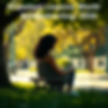 A person sitting on a bench in a park, pondering life lessons and experiences, surrounded by nature.