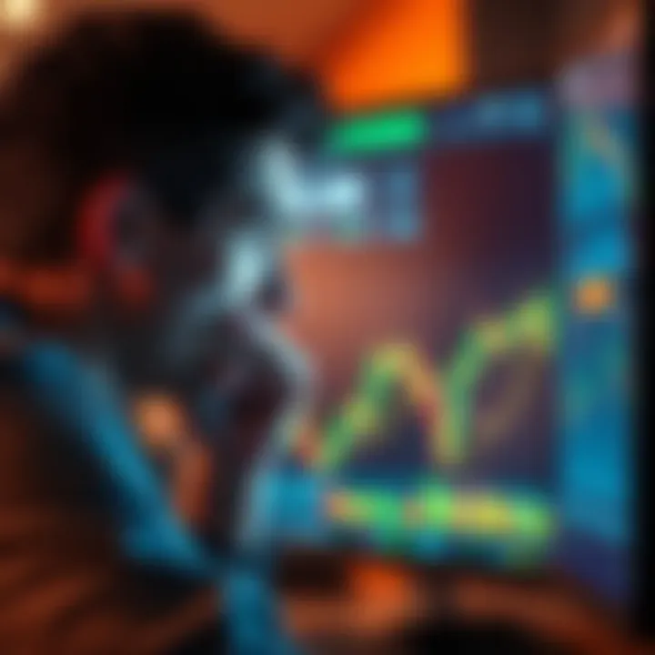 A person looking at a computer screen with Bitcoin graphs, showing a look of regret on their face, symbolizing missed financial opportunities.