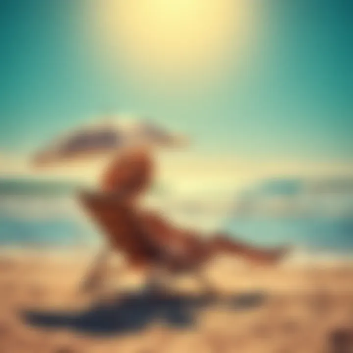 A person lounging on a beach chair under an umbrella, enjoying the sun and ocean waves while taking a break from market worries.