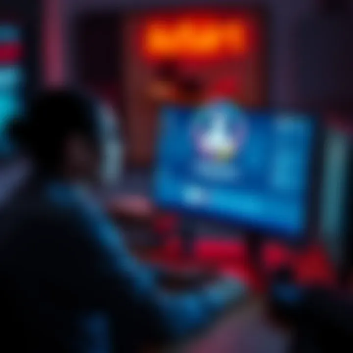 A person sitting at a computer, looking thoughtfully at a screen displaying an online security circle with a highlighted deceased member, symbolizing the process of removing them.