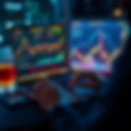 A person analyzing cryptocurrency charts and data on a laptop with charts and graphs displayed.
