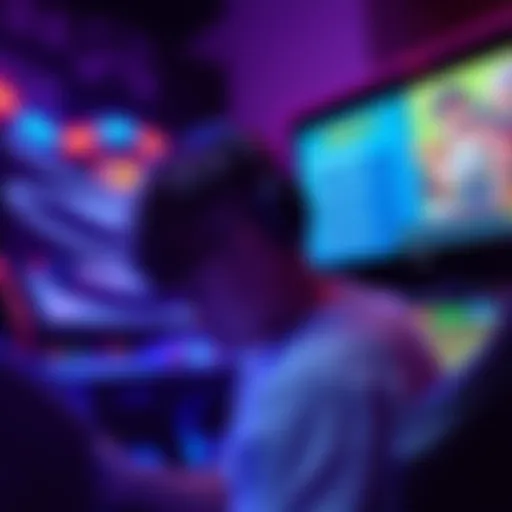A gamer looking at a screen with a game menu, considering options to reset their game history and earn virtual currency, surrounded by gaming accessories.
