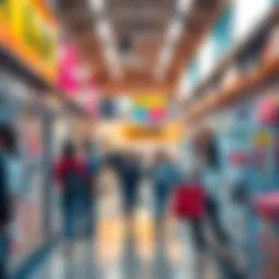 A bustling store with shoppers exploring new products and displays, illustrating a change in retail trends.