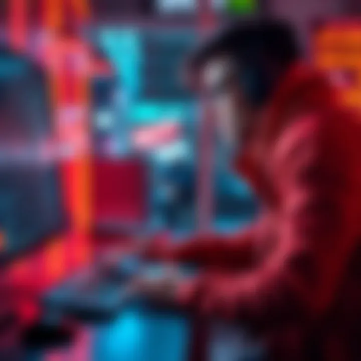 A retail trader using a computer to engage in cross-chain arbitrage with secure protocols.
