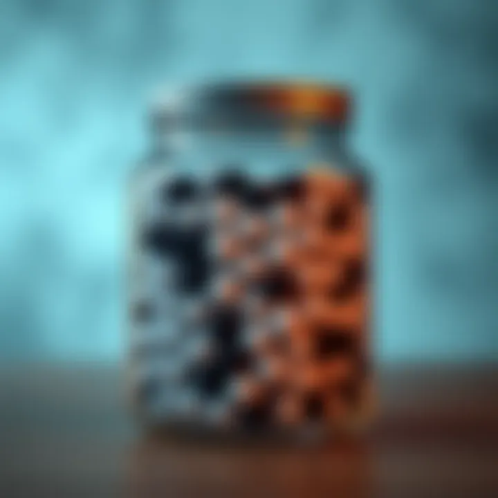 Reusable tamper-evident jar A reusable jar with a unique lid, showing a distinct pattern created by black and white balls, indicating tampering status.