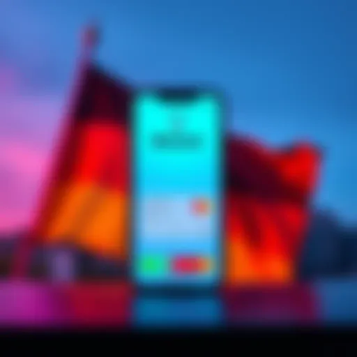 A smartphone displaying the Revolut Mobile app interface with a German flag in the background