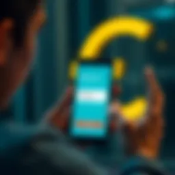 A frustrated person looking at their phone with a Revolut app open, showing a failed transaction alert, with a euro symbol in the background.