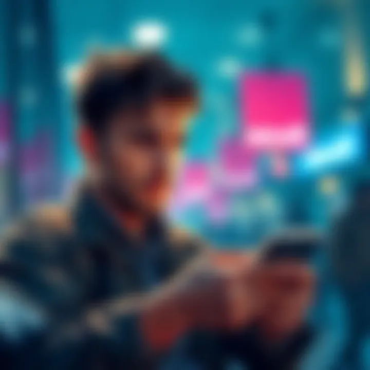 A graphic showing a frustrated person looking at their phone, indicating problems with money transfers on Revolut.