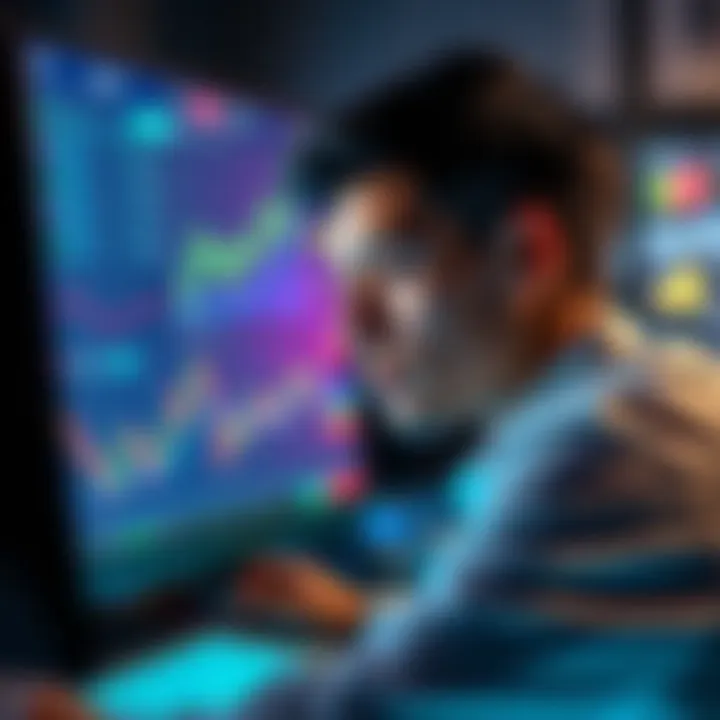 A trader looking at pricing charts and graphs on a computer screen, highlighting changes due to recent bugs in Revolut X, with a focused expression.