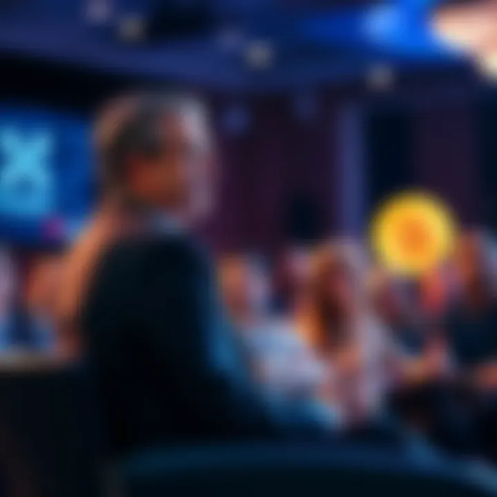 A Ripple executive speaks at a conference, expressing concerns about Bitcoin's future, while an audience listens intently, showing a mix of reactions.