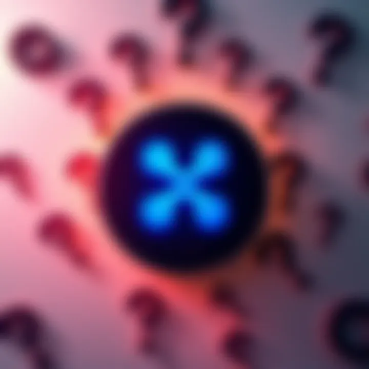 Ripple logo surrounded by question marks reflecting uncertainty post-lawsuit.