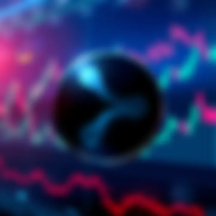 Ripple XRP logo with a background of financial charts showing upward trends, symbolizing a major shift in the crypto market due to BlackRock's insights