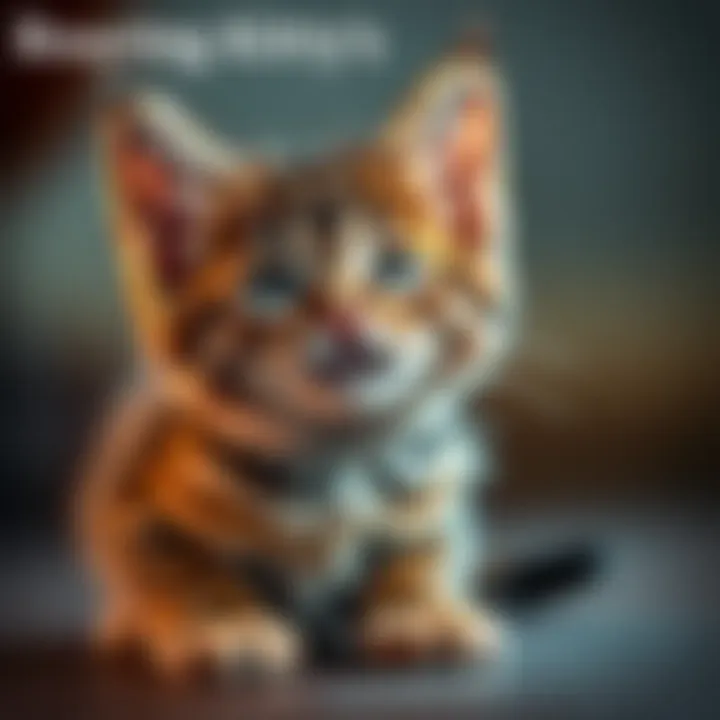 A close-up of a cute kitten named Tygr, known for its connection to Roaring Kitty, sitting playfully with its bright eyes shining. The background is softly blurred, focusing on the kitten's adorable f...