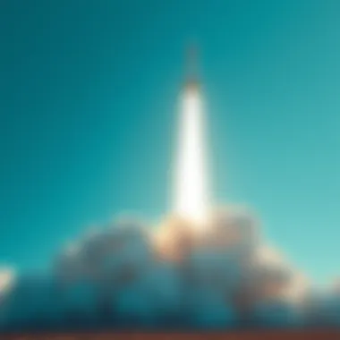 A rocket launching into a clear blue sky, symbolizing new beginnings and excitement.