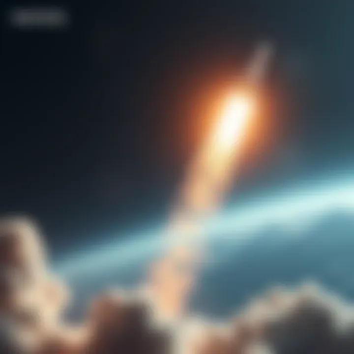 A rocket blasting off into the sky with a trail of smoke, symbolizing advancements in space travel technology.