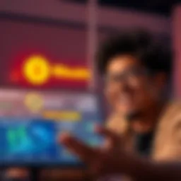 A digital wallet interface showing Bitcoin and Tether balances, with a creator smiling in the background, symbolizing cryptocurrency tips