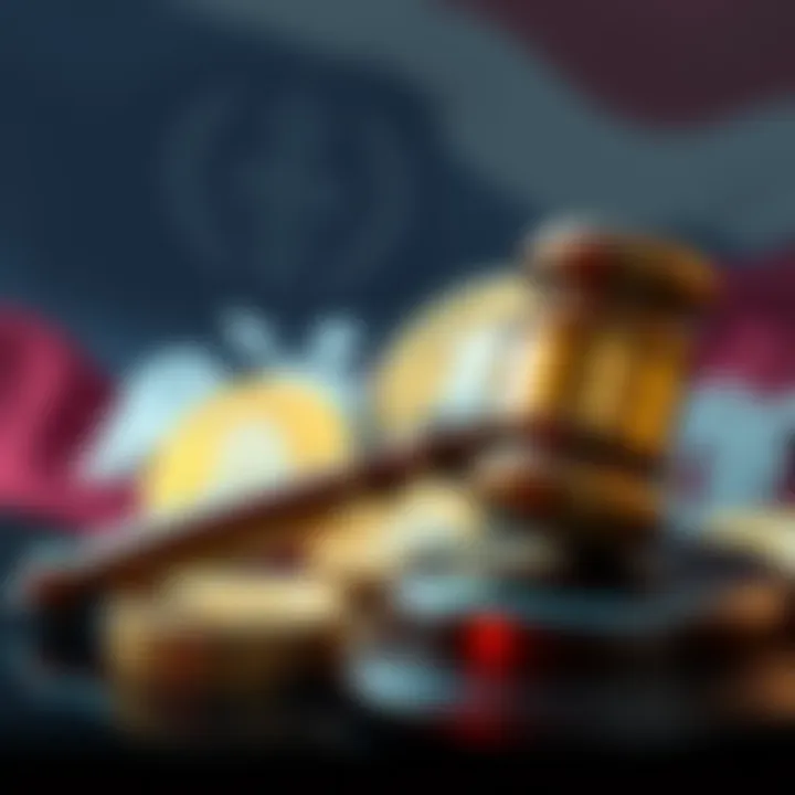A gavel and cryptocurrency symbols representing new legal changes in Russia's crypto regulations.