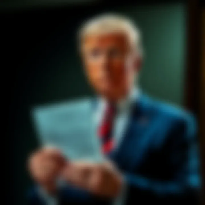 Sam Bankman-Fried Pardon Request Sam Bankman-Fried holding a letter addressed to President Trump, looking serious in a business suit.