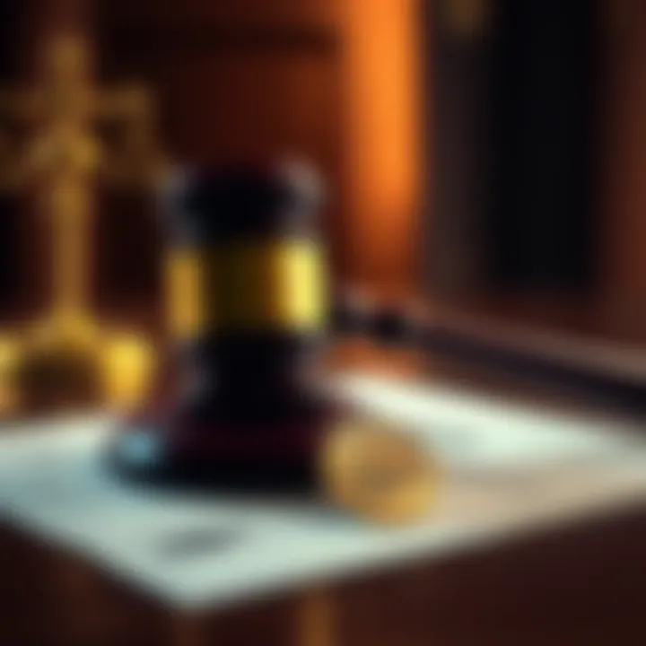 A judge's gavel sits on a legal document symbolizing the court ruling on Santander Bank's liability for a customer's crypto loss.