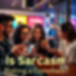 Group of friends sharing sarcastic messages on their phones, enjoying the humor