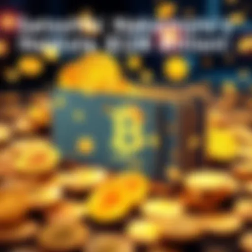 Illustration of a digital wallet filled with Bitcoin symbols, representing Satoshi Nakamoto's wealth of $128 billion.