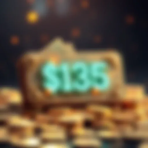 Representation of a digital wallet displaying over $135 billion, symbolizing Satoshi Nakamoto's wealth ranking as 9th richest in the world.