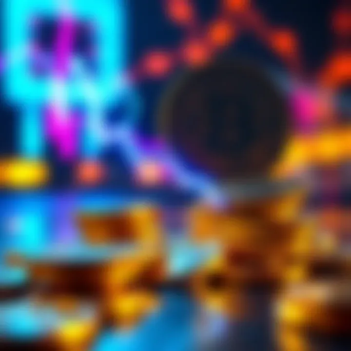 Satoshi's Coins Concept Visual representation of Satoshi's coins with a digital fork symbolizing change in a post-quantum world