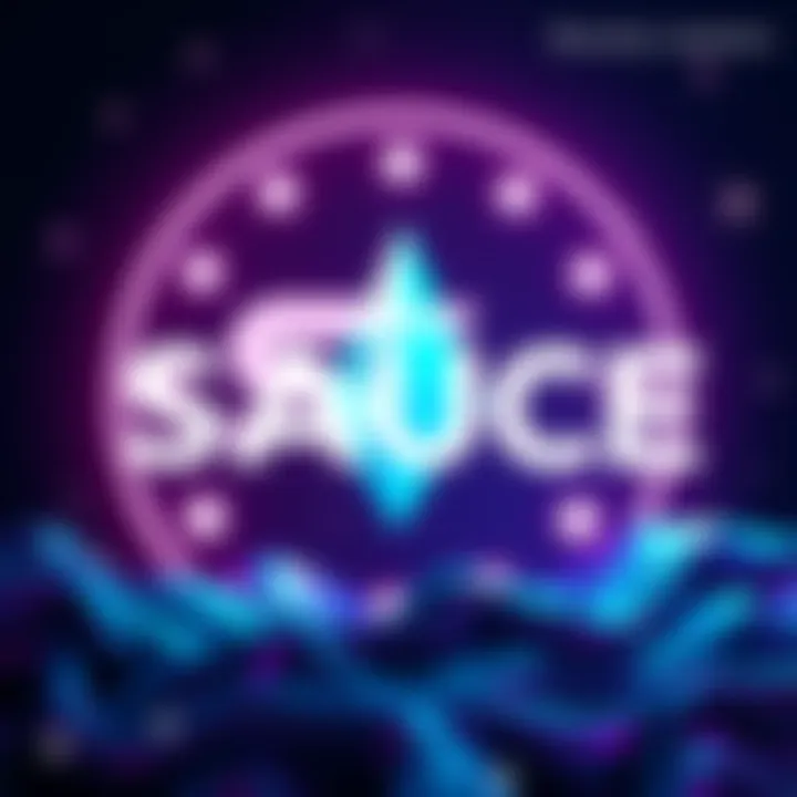 Logo of SAUCE with Kraken exchange logo in the background