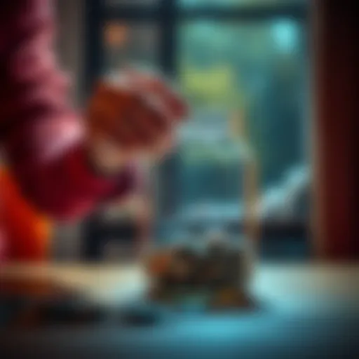 A person placing €200 into a savings jar weekly as part of a year-long saving goal.